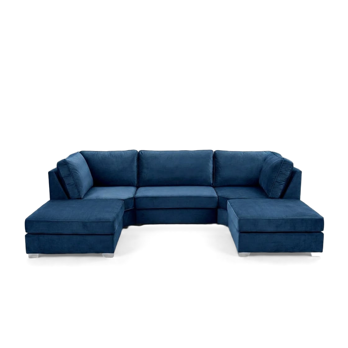 Pickford U-Shape Sofa, Plush Soft Velvet, Blue