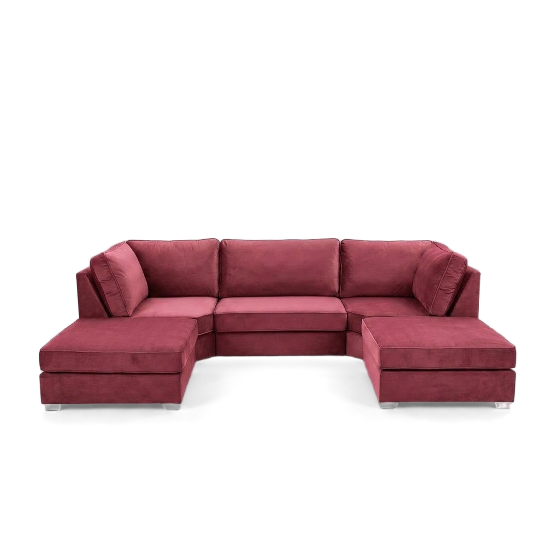 Pickford U-Shape Sofa, Plush Soft Velvet, Claret Pink
