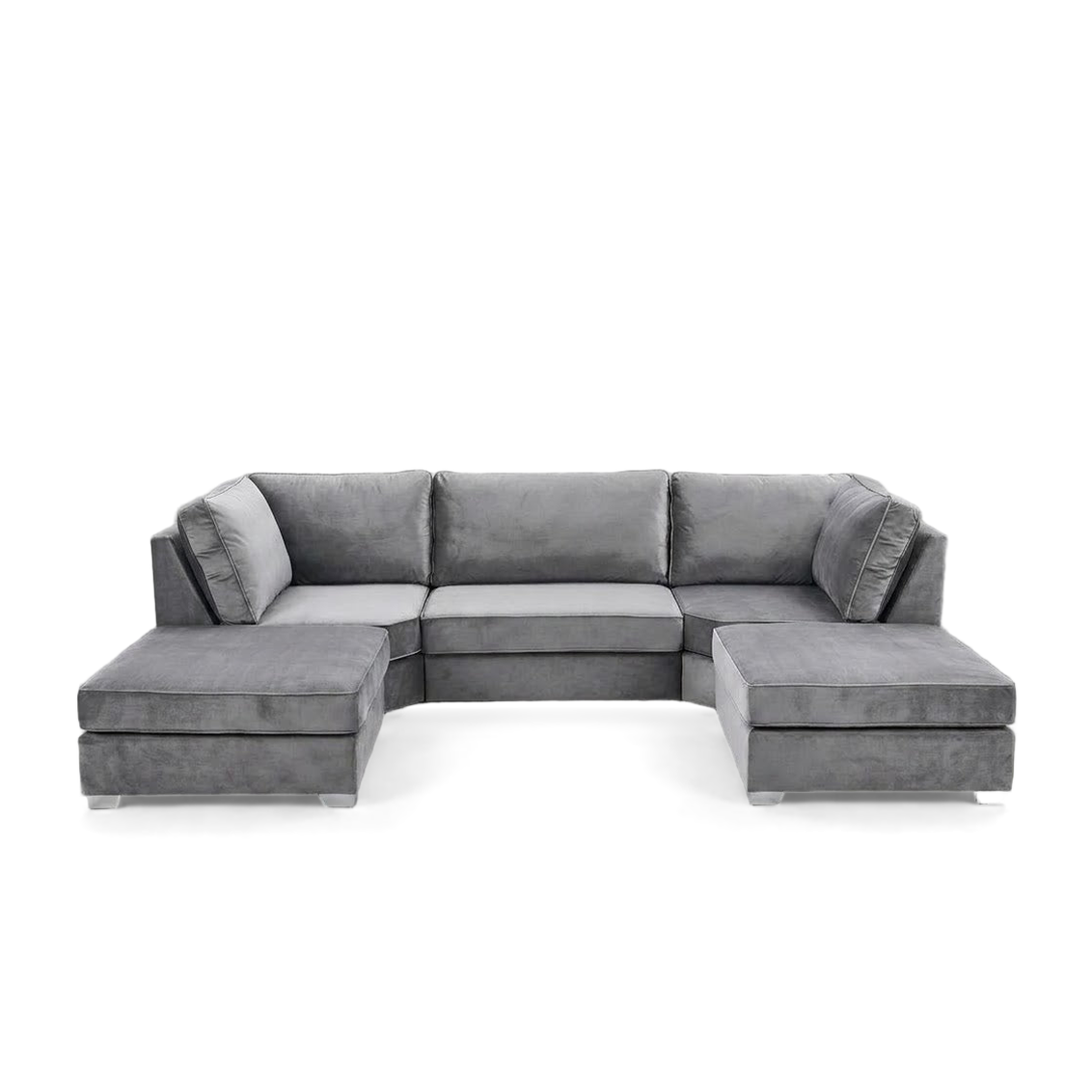 Pickford U-Shape Sofa, Plush Soft Velvet, Grey