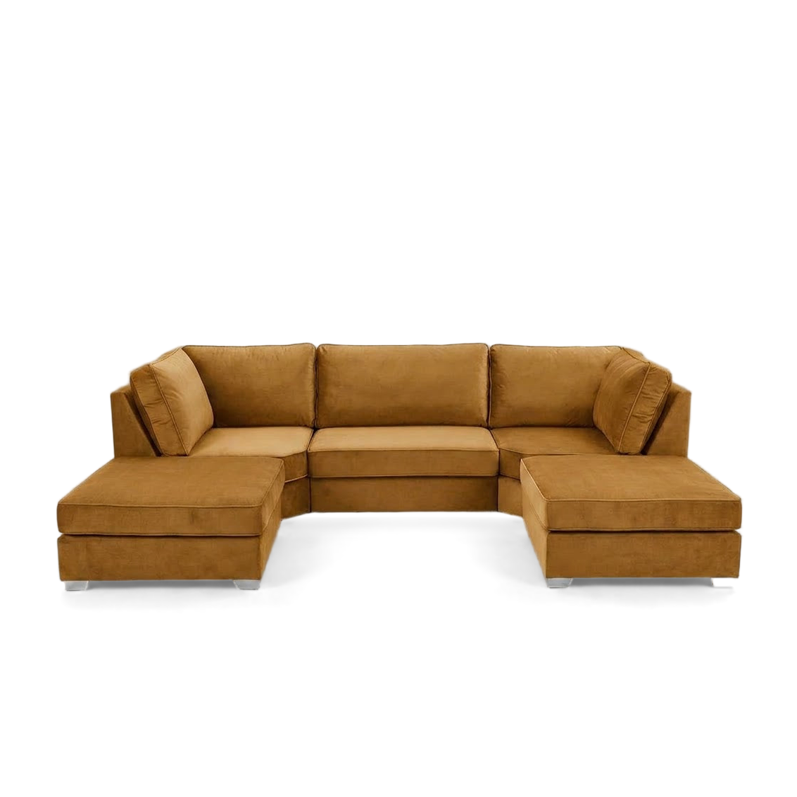 Pickford U-Shape Sofa, Plush Soft Velvet, Mustard