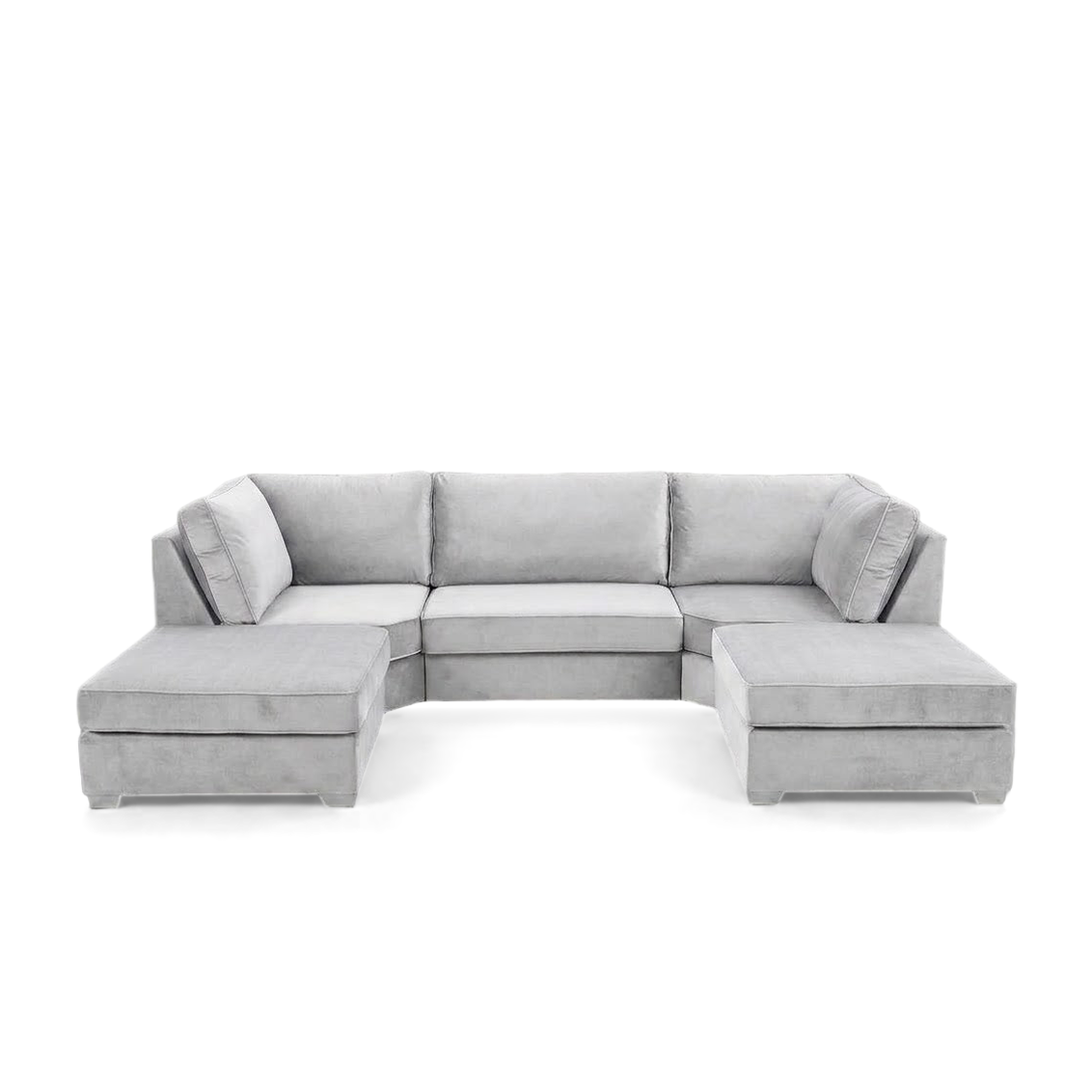 Pickford U-Shape Sofa, Plush Soft Velvet, Ice White