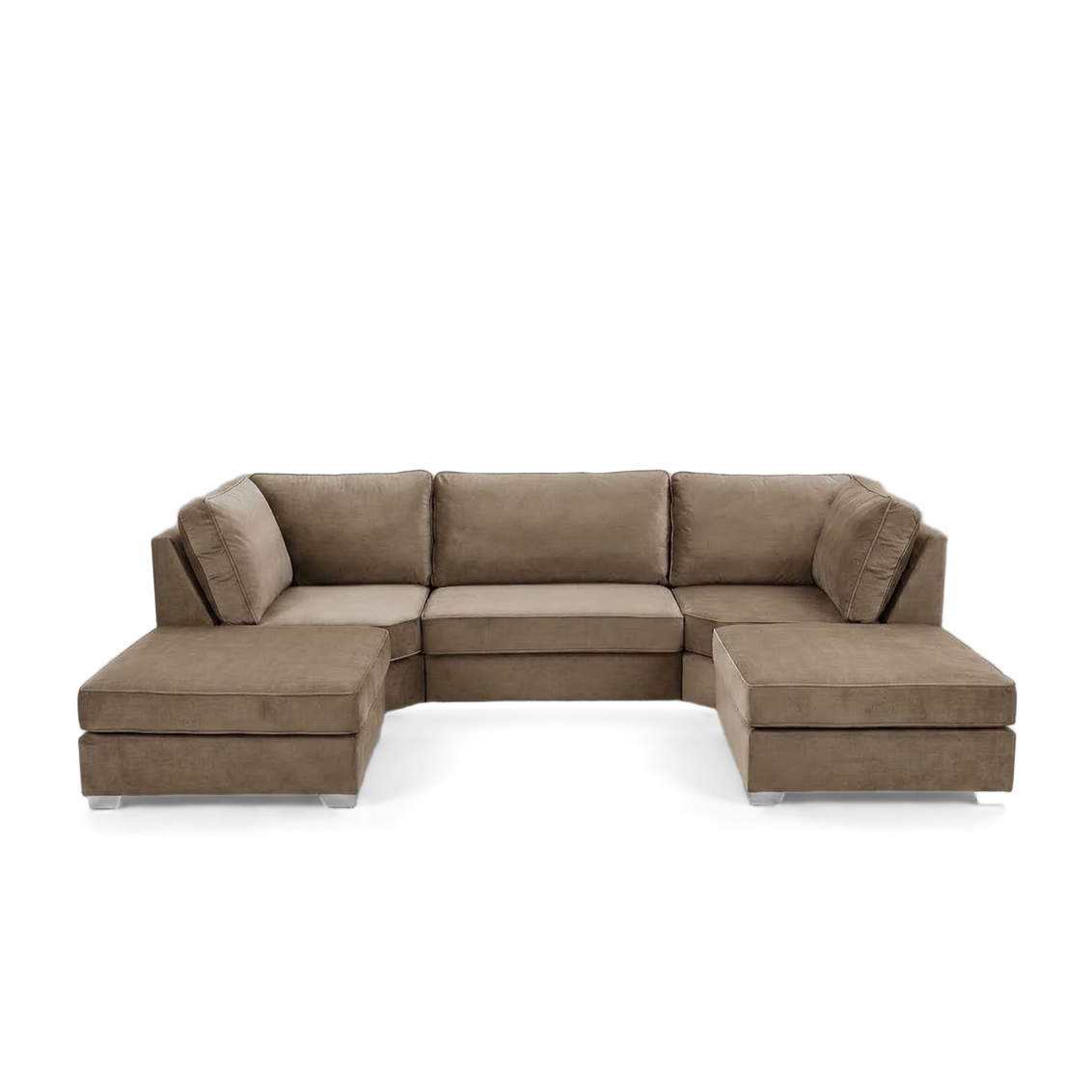 Pickford U-Shape Sofa, Plush Soft Velvet, Mocca Brown