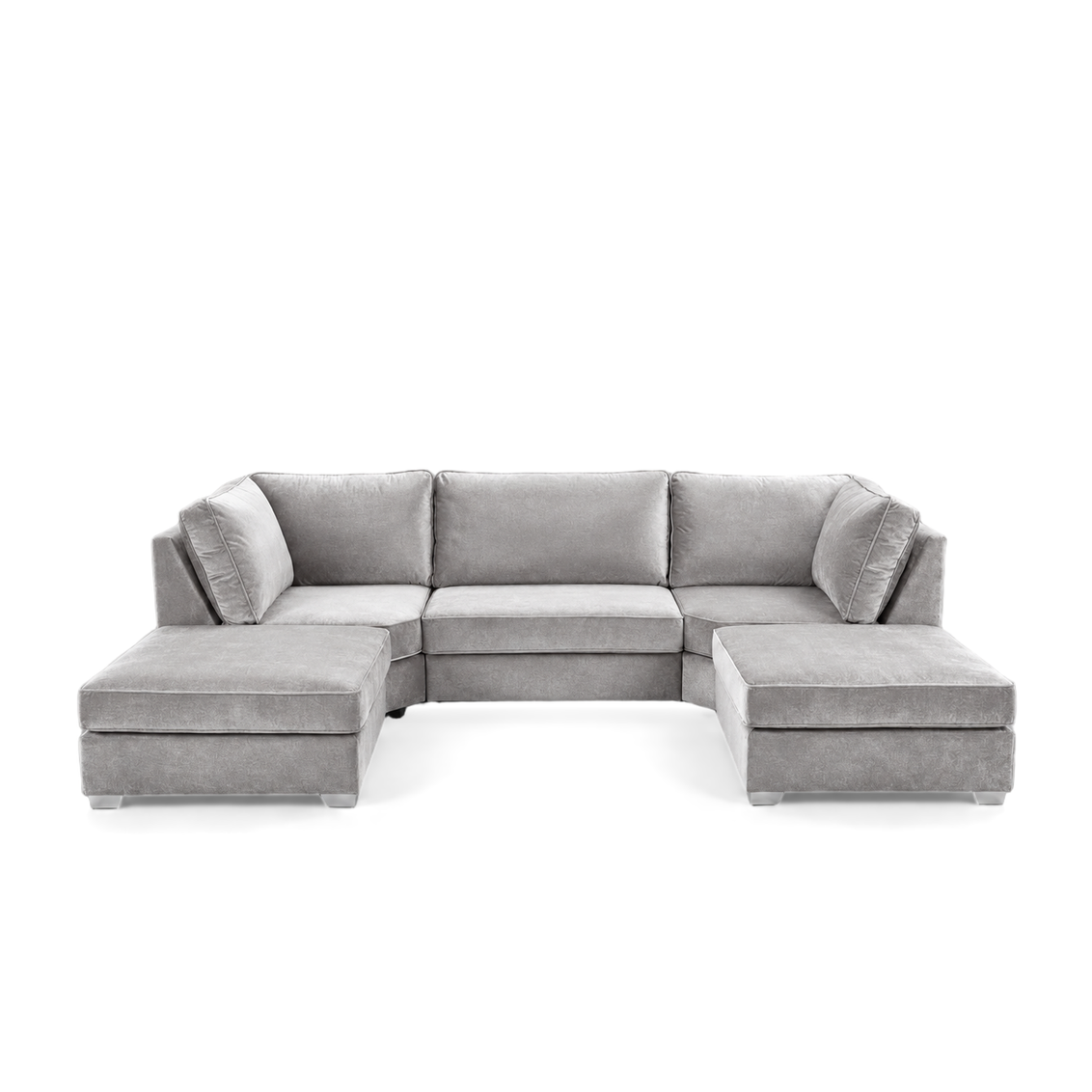Pickford U-Shape Sofa, Plush Soft Velvet, Pebble