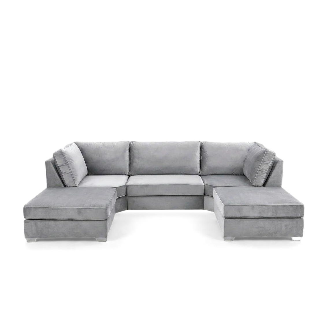 Pickford U-Shape Sofa, Plush Soft Velvet, Silver