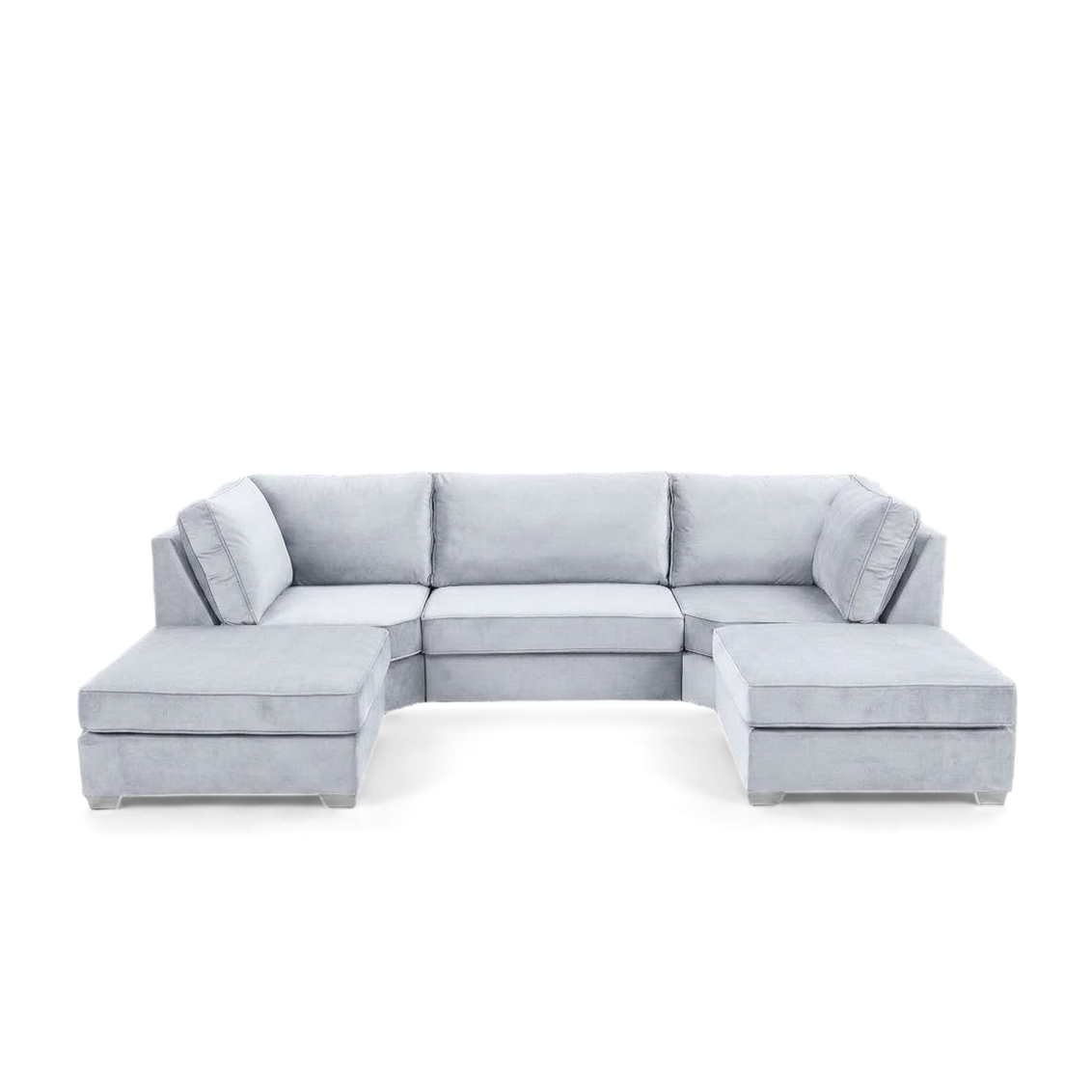 Pickford U-Shape Sofa, Plush Soft Velvet, White