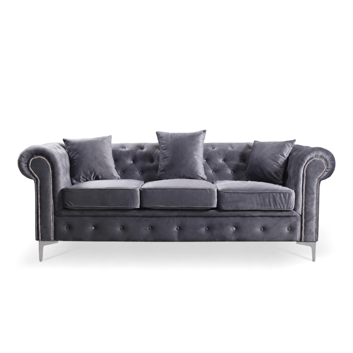 Roma Chesterfield, 3 Seater, Premium Grey