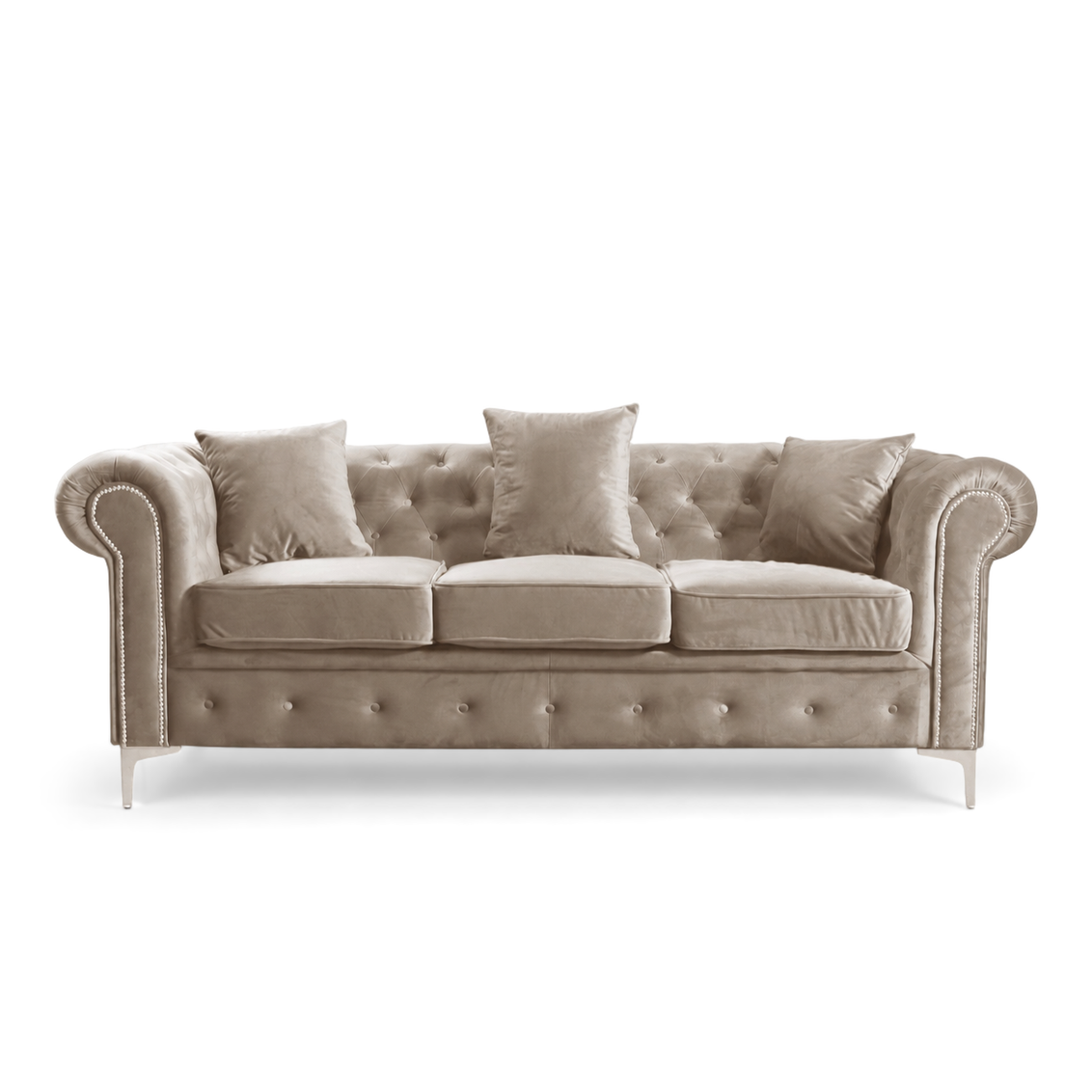 Roma Chesterfield, Beige, 3 seater