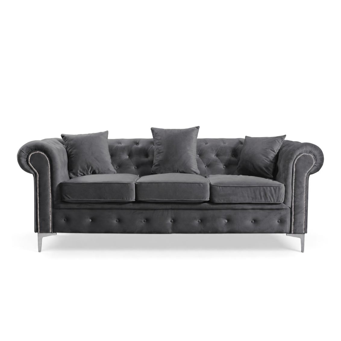 Roma Chesterfield, Dark Grey, 3 seater