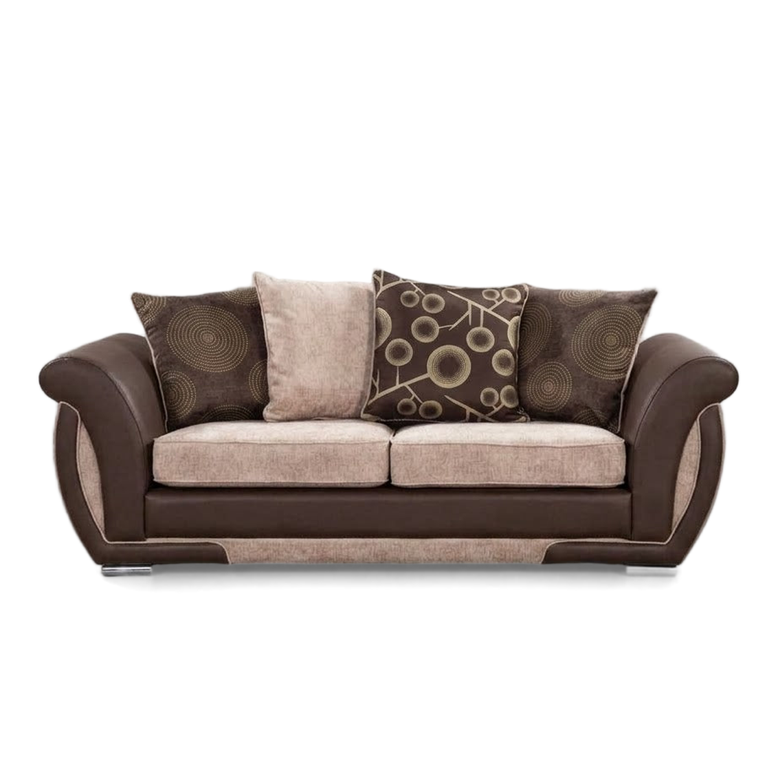 Shannon, 3 Seater, Beige + Brown