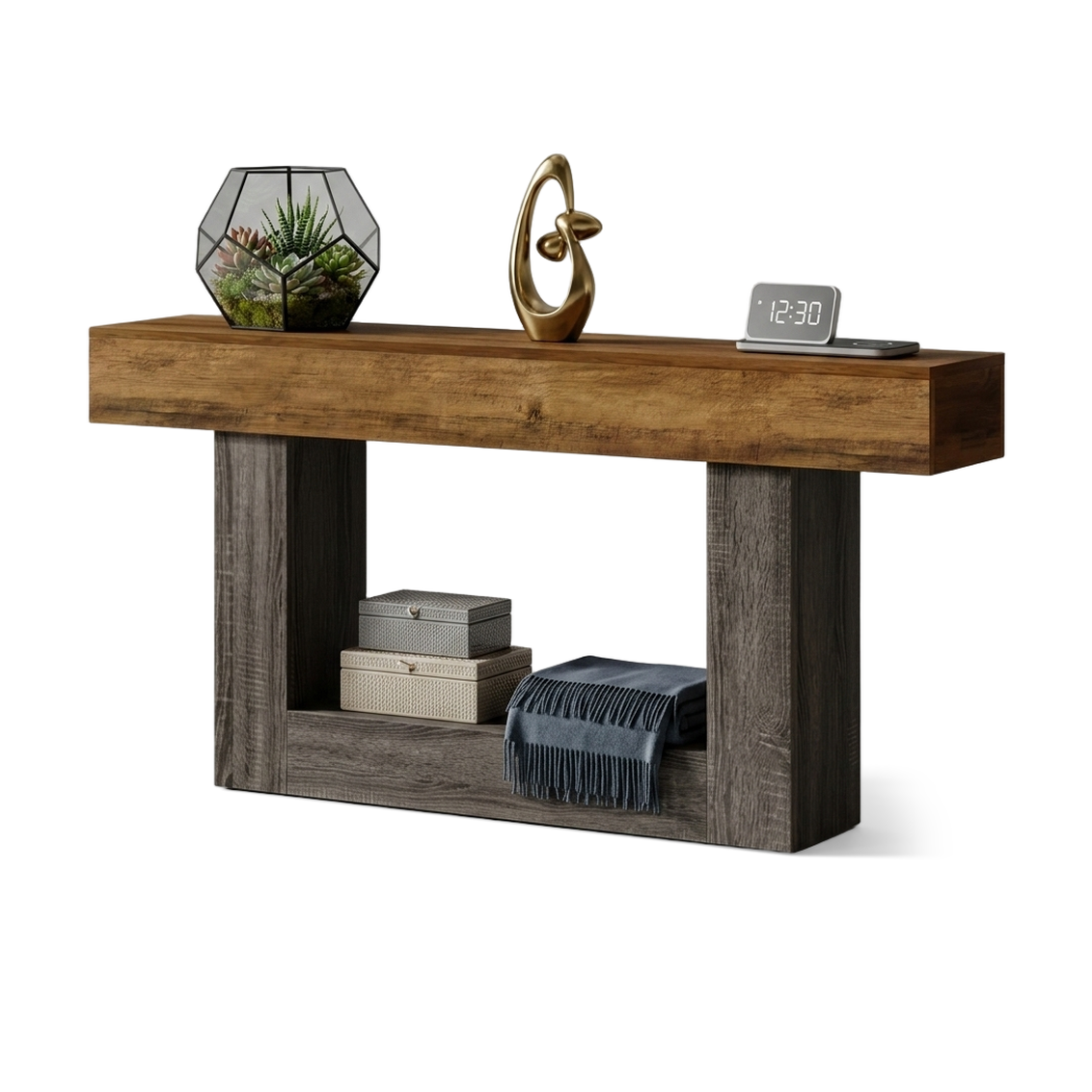 Wooden Console Table - Brown and Black