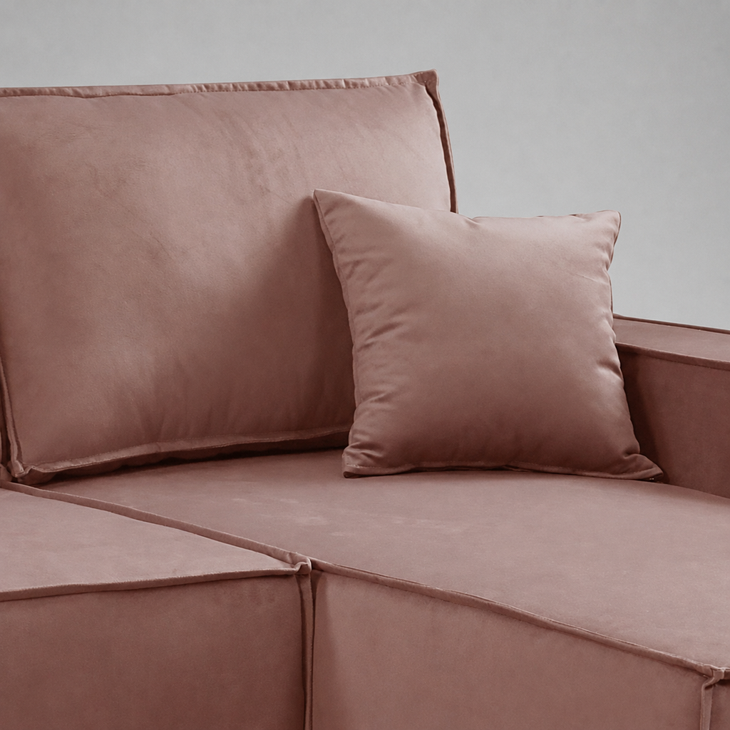 Pati Universal Sofabed, Corner, Plush Fabric, Pink