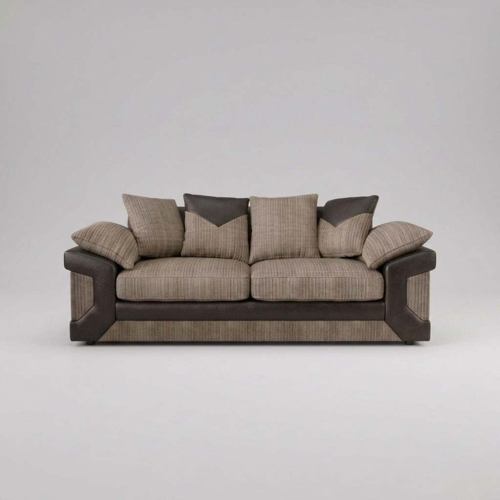 Dino, 3 Seater, Beige + Brown