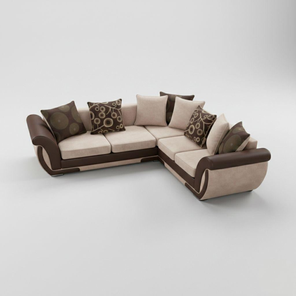 Shannon, Corner, Beige + Dark Brown