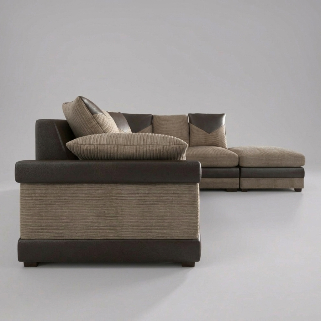 Dino, Corner Sofa (Right), Beige + Brown
