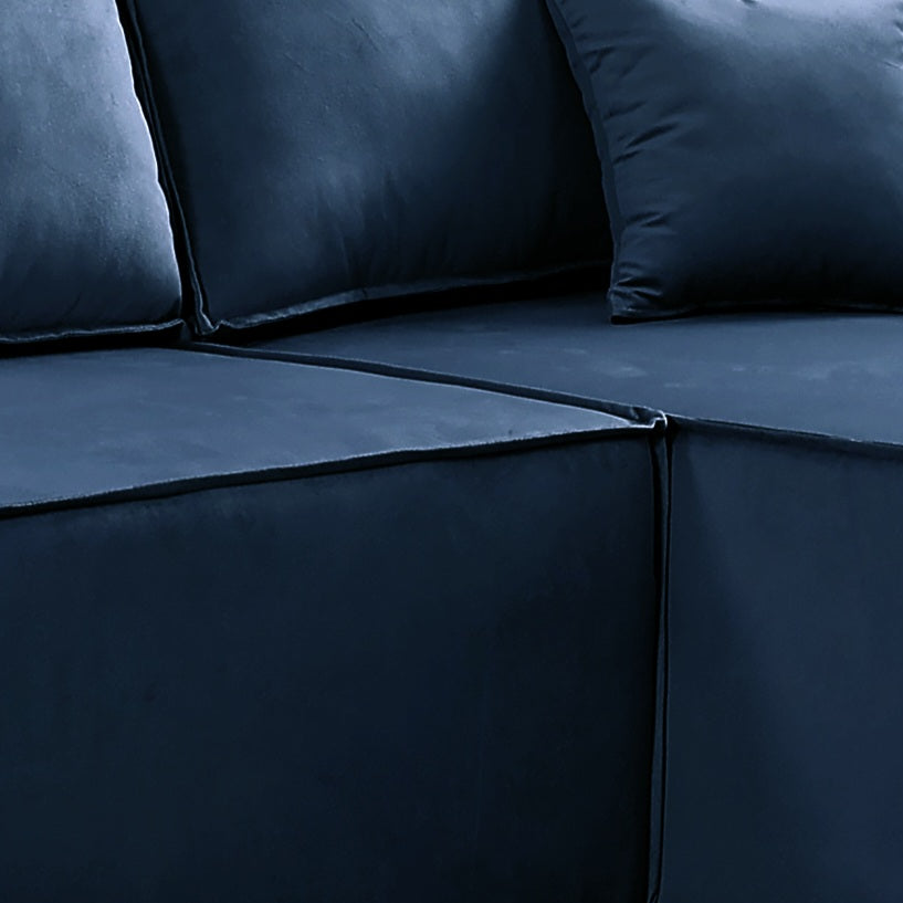 Pati Sofabed, U Corner, Plush Fabric, Blue