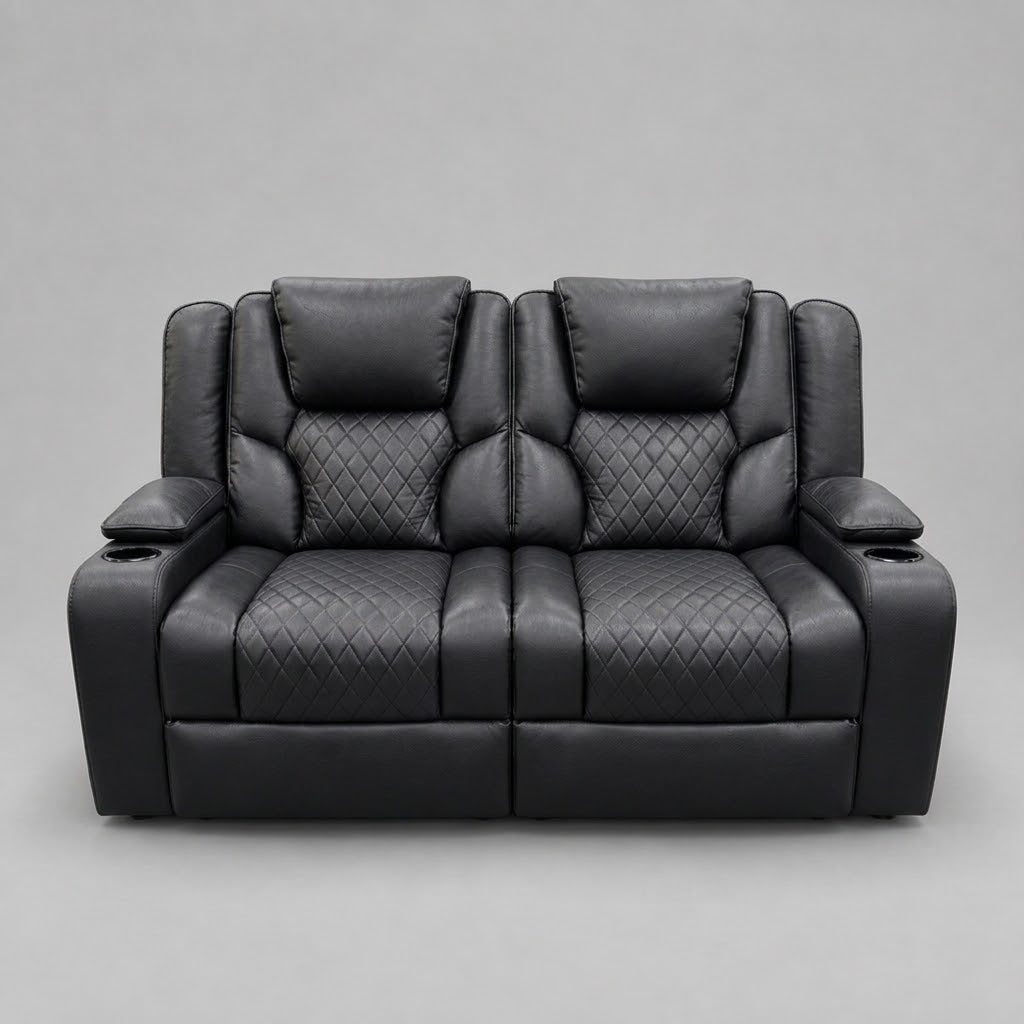 Neptune - 2 Seater Recliner Sofa - Black