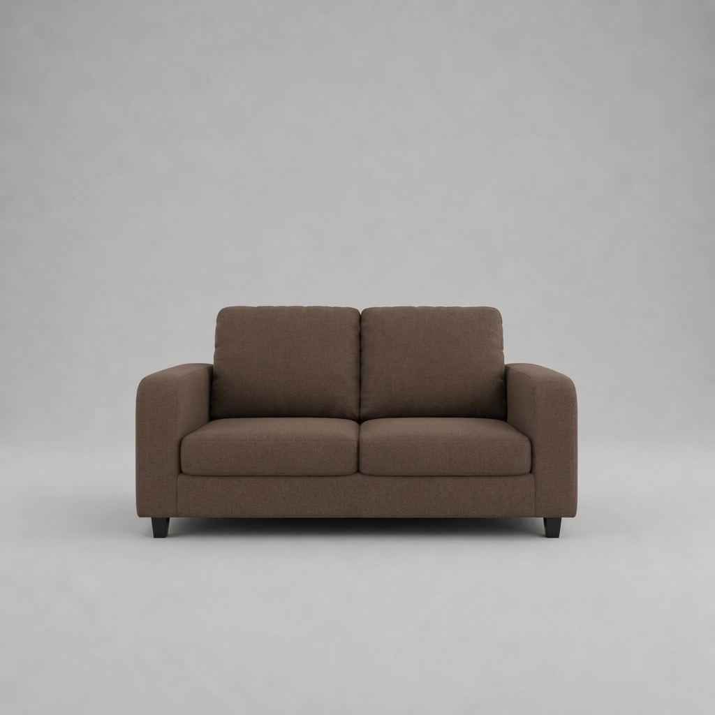 Box, Brown, Plush Fabric, 2 Seater Sofa
