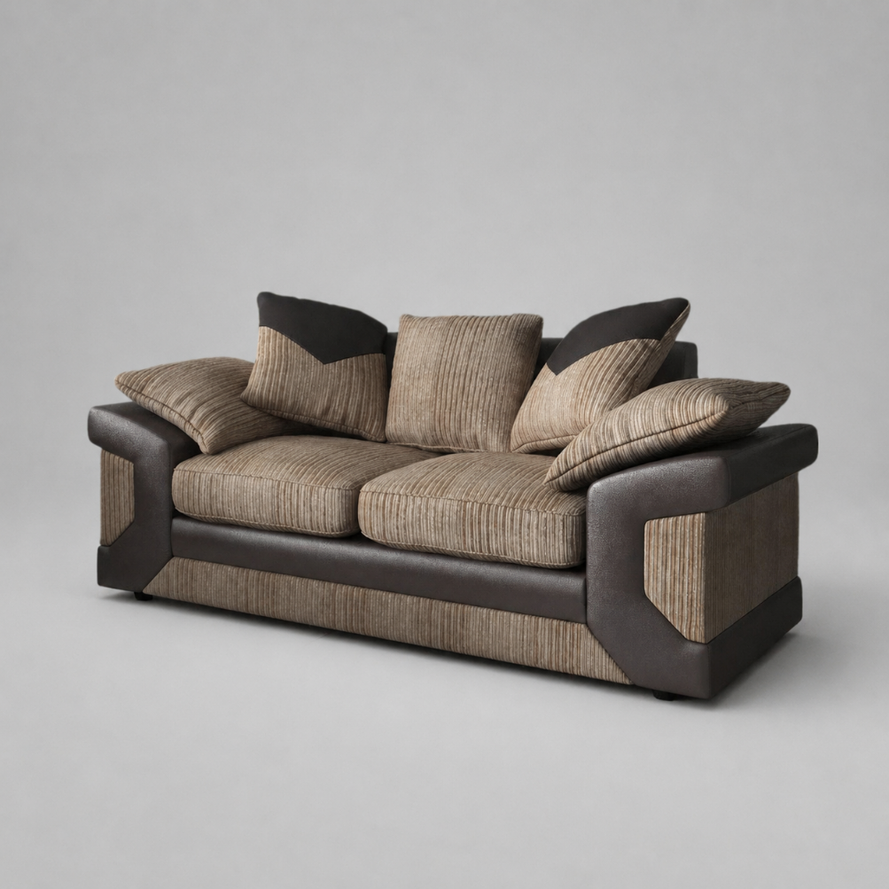 Dino, 2 Seater, Beige + Brown