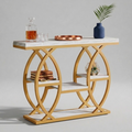 Console Table - White Marble and Gold
