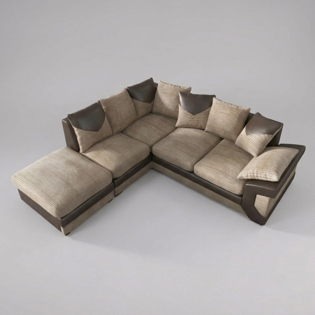 Dino, Corner Sofa (Left), Beige + Brown