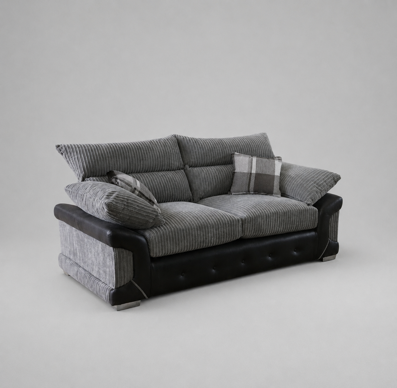 Logan, 3 Seater, Grey + Black