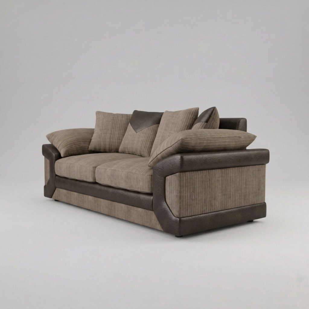 Dino, 3 Seater, Beige + Brown