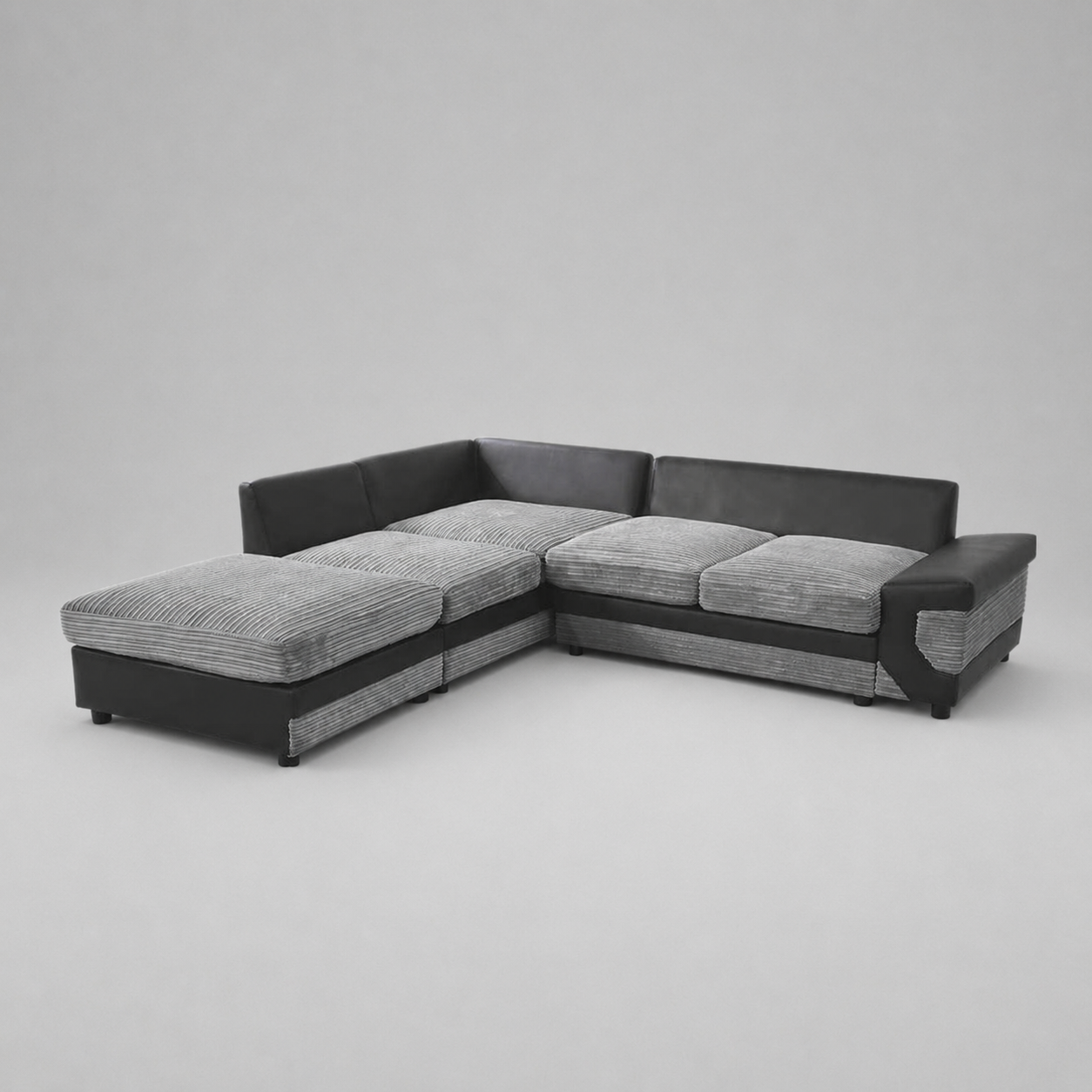 Dino, Corner Sofa (Left Hand Side Chaise), Grey + Black