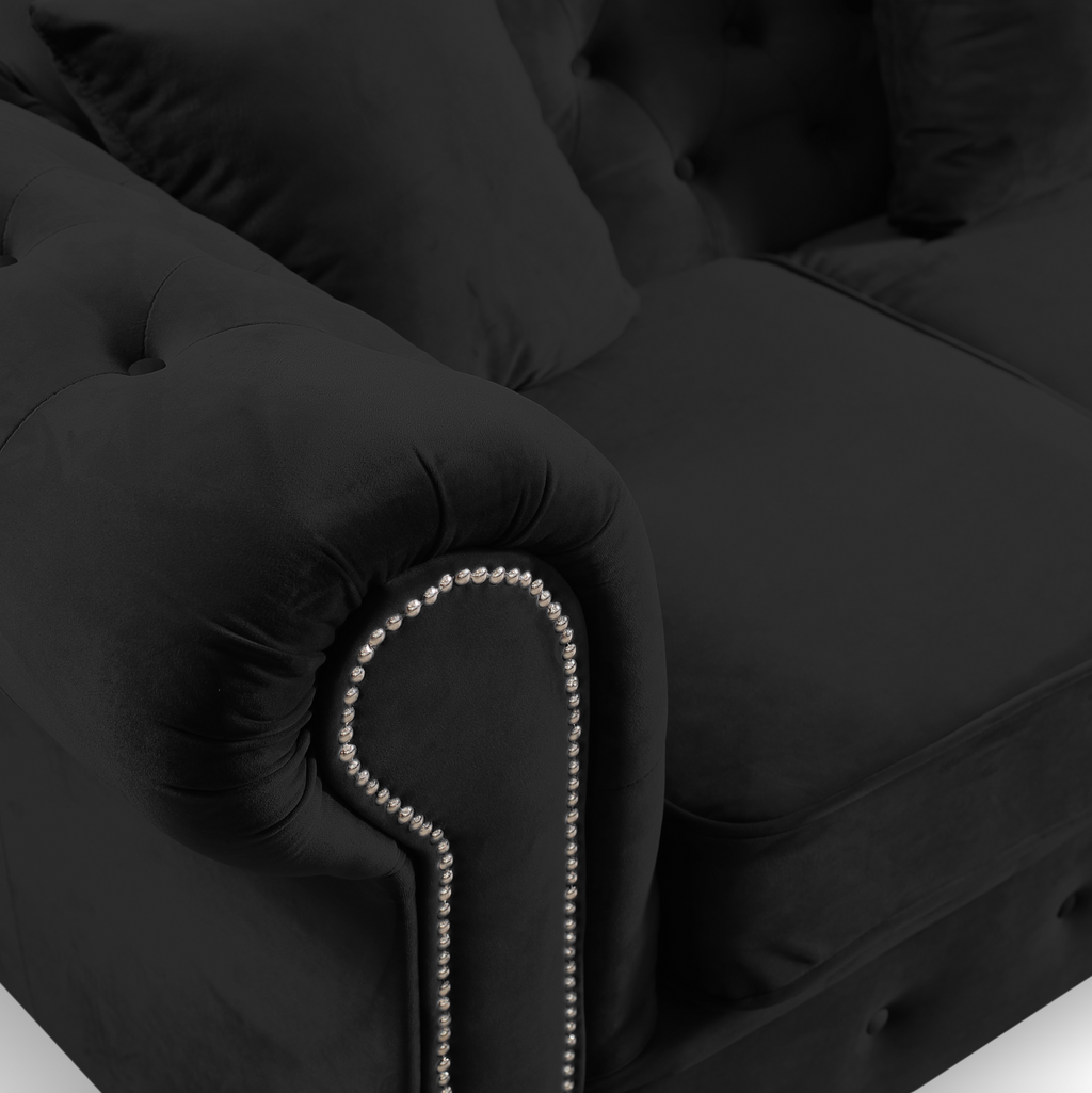 Roma Chesterfield, Black, 3 seater