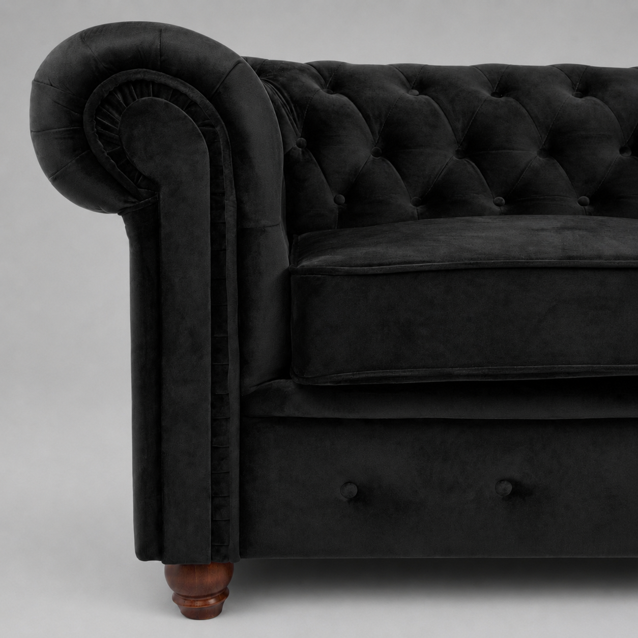 Infinity Plush Fabric, 3 Seater, Black