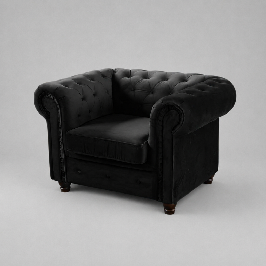 Infinity Plush Fabric, 1 Seater, Black