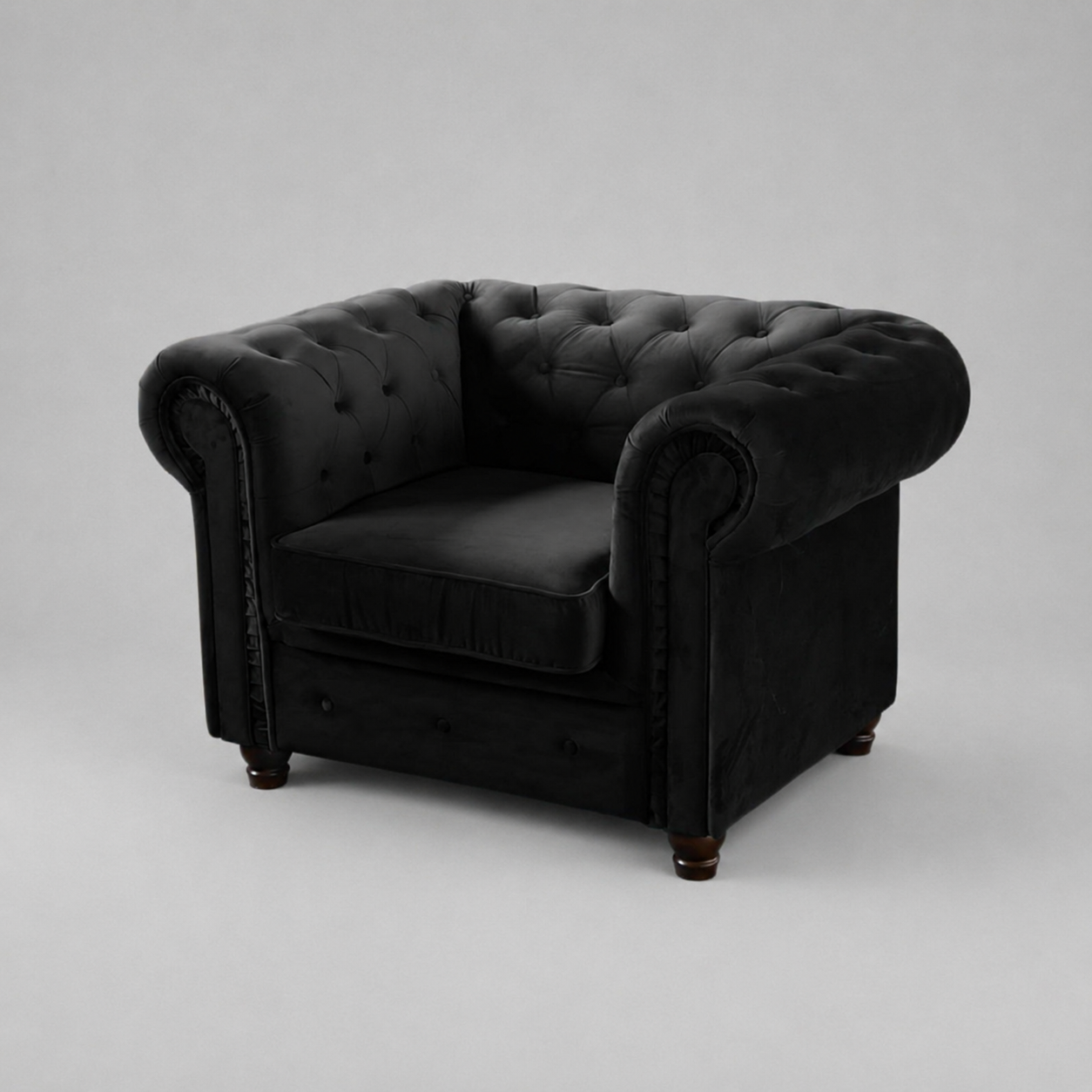 Infinity Plush Fabric, 1 Seater, Black