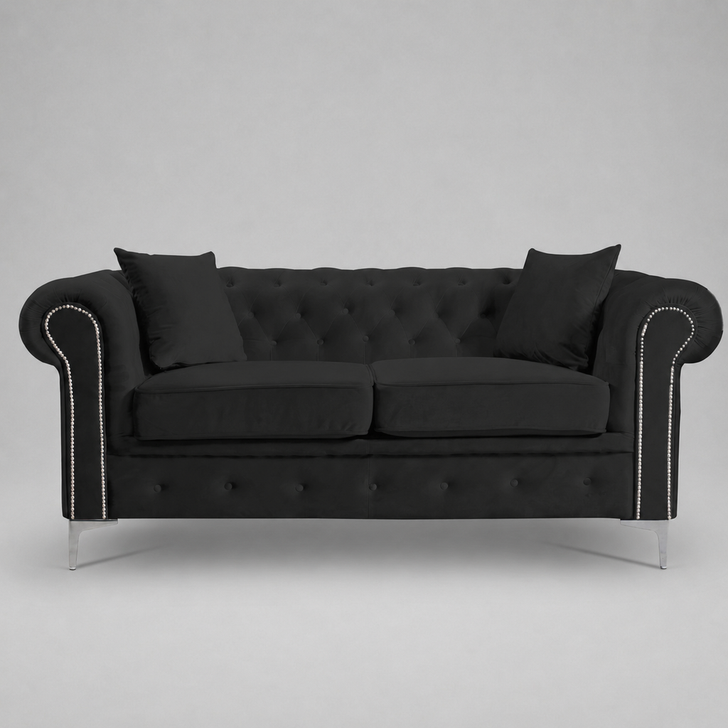 Roma Chesterfield, Black, 2 seater