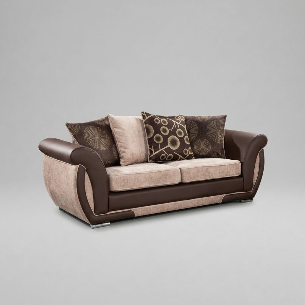 Shannon, 3 Seater, Beige + Brown