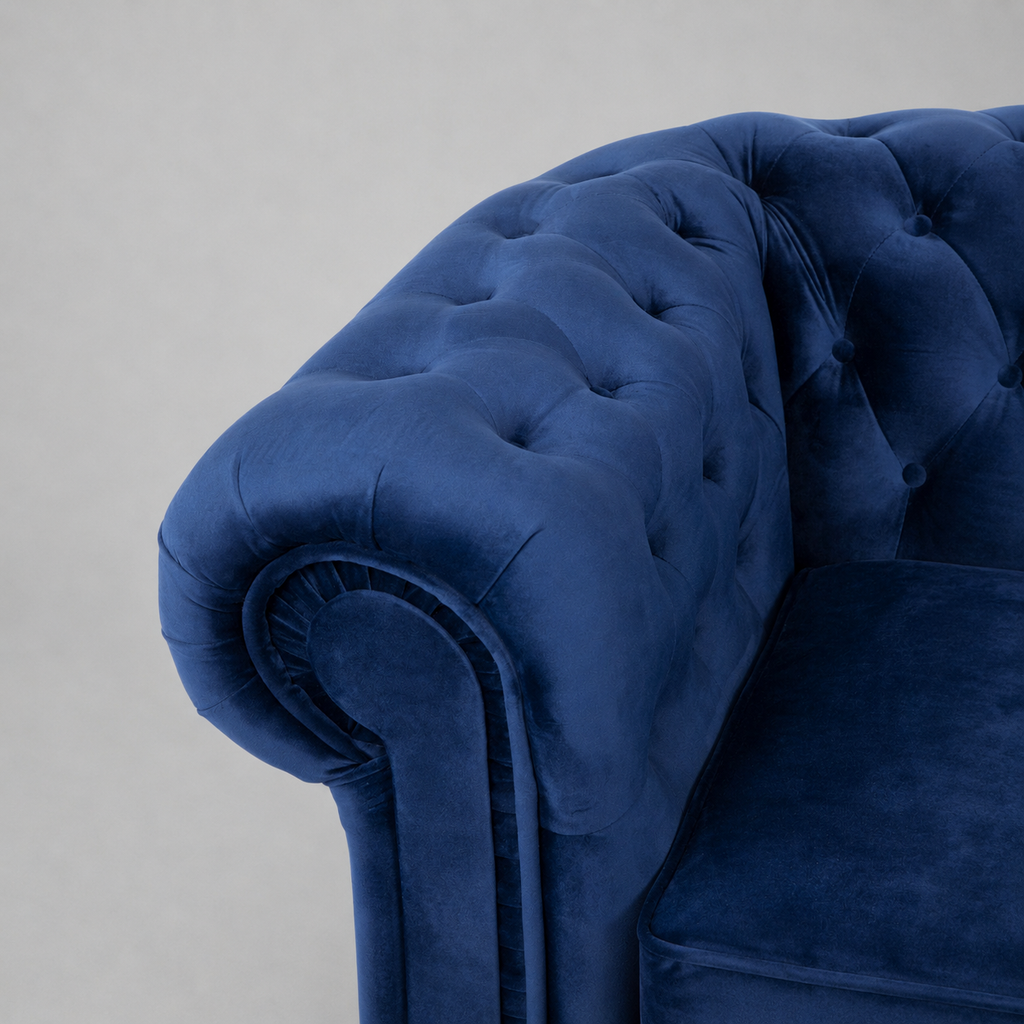 Infinity Plush Fabric, 3 Seater, Blue