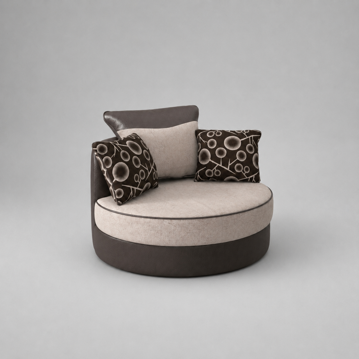 Shannon, Swivel Chair, Beige + Brown