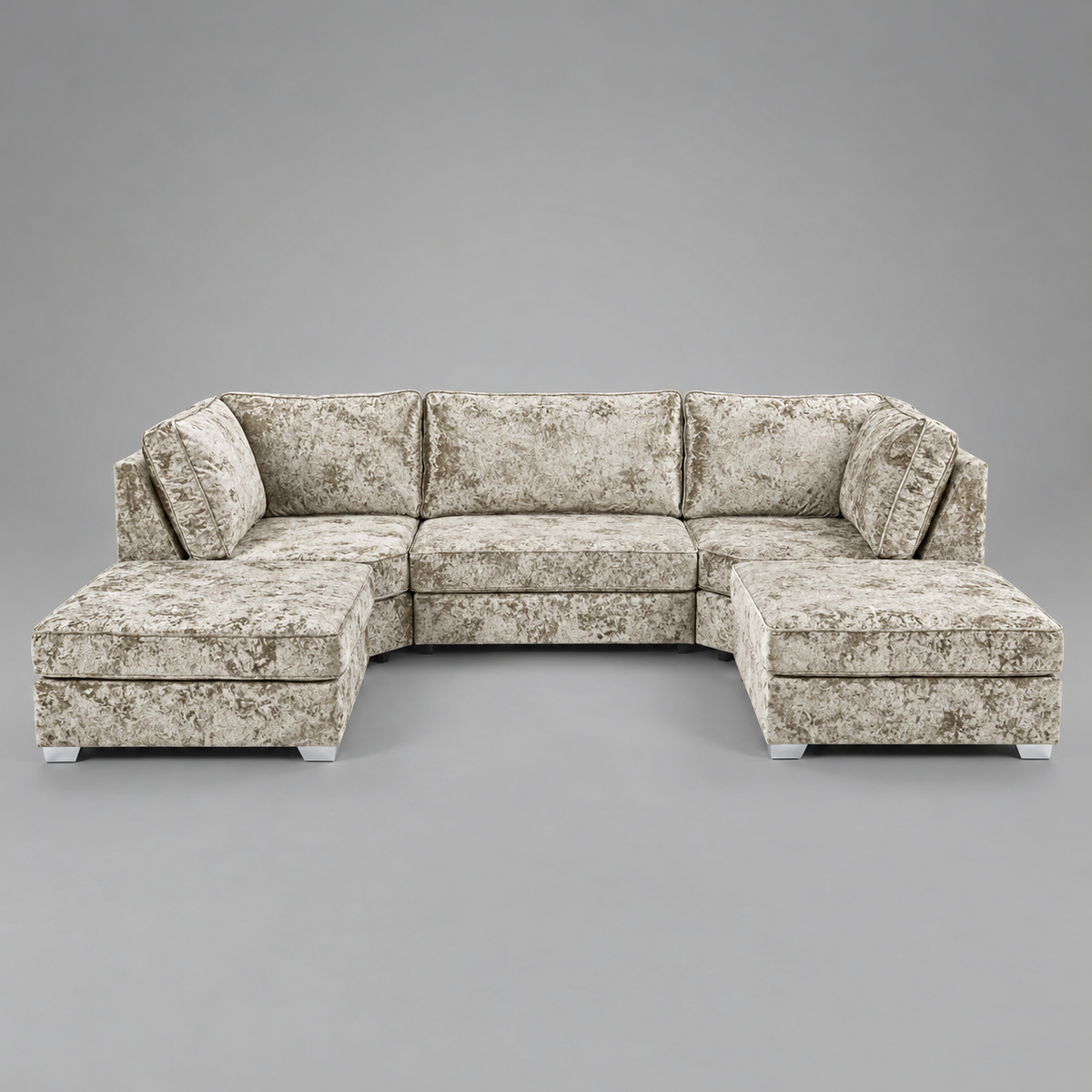 Pickford, U-Shape Corner Sofa, Crushed Velvet Fabric, Champagne