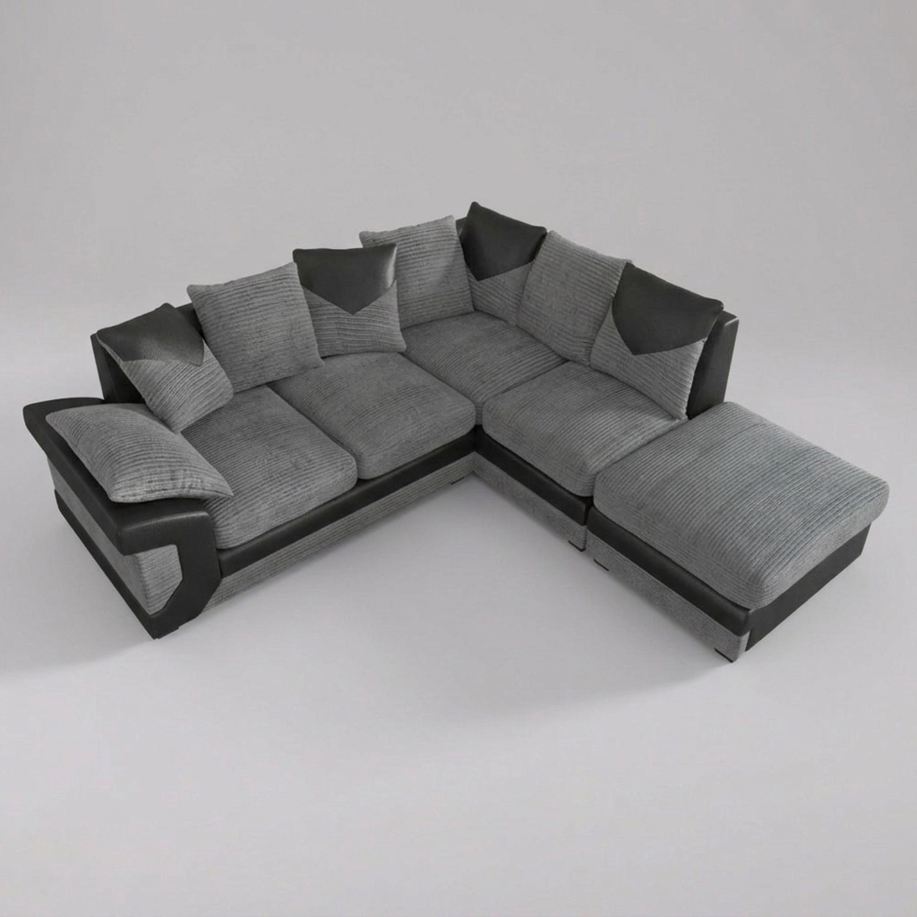 Dino, Corner Sofa (Right), Grey + Black