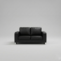 Box, Black, Faux Leather, 2 Seater Sofa