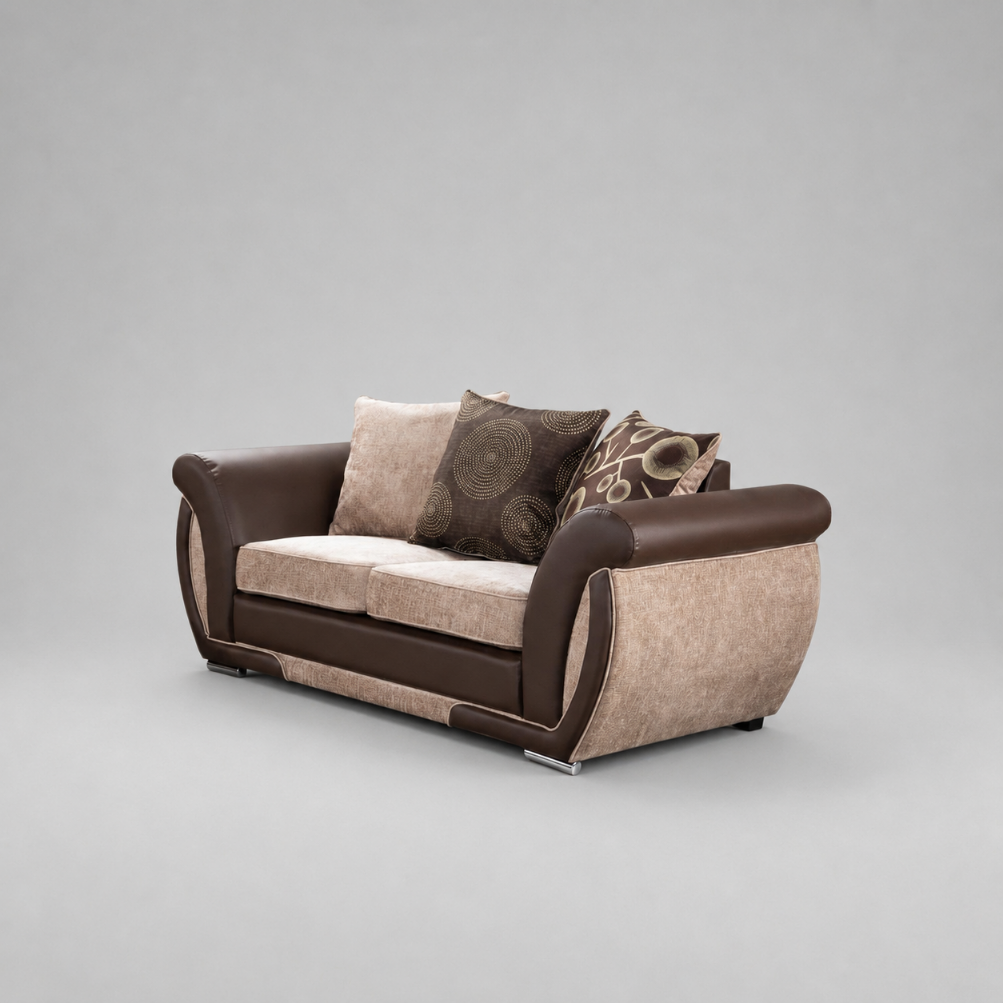 Shannon, 2 Seater, Beige + Brown