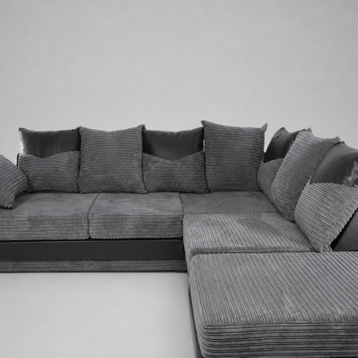 Dino, Corner Sofa (Right Hand Side Chaise), Grey + Black