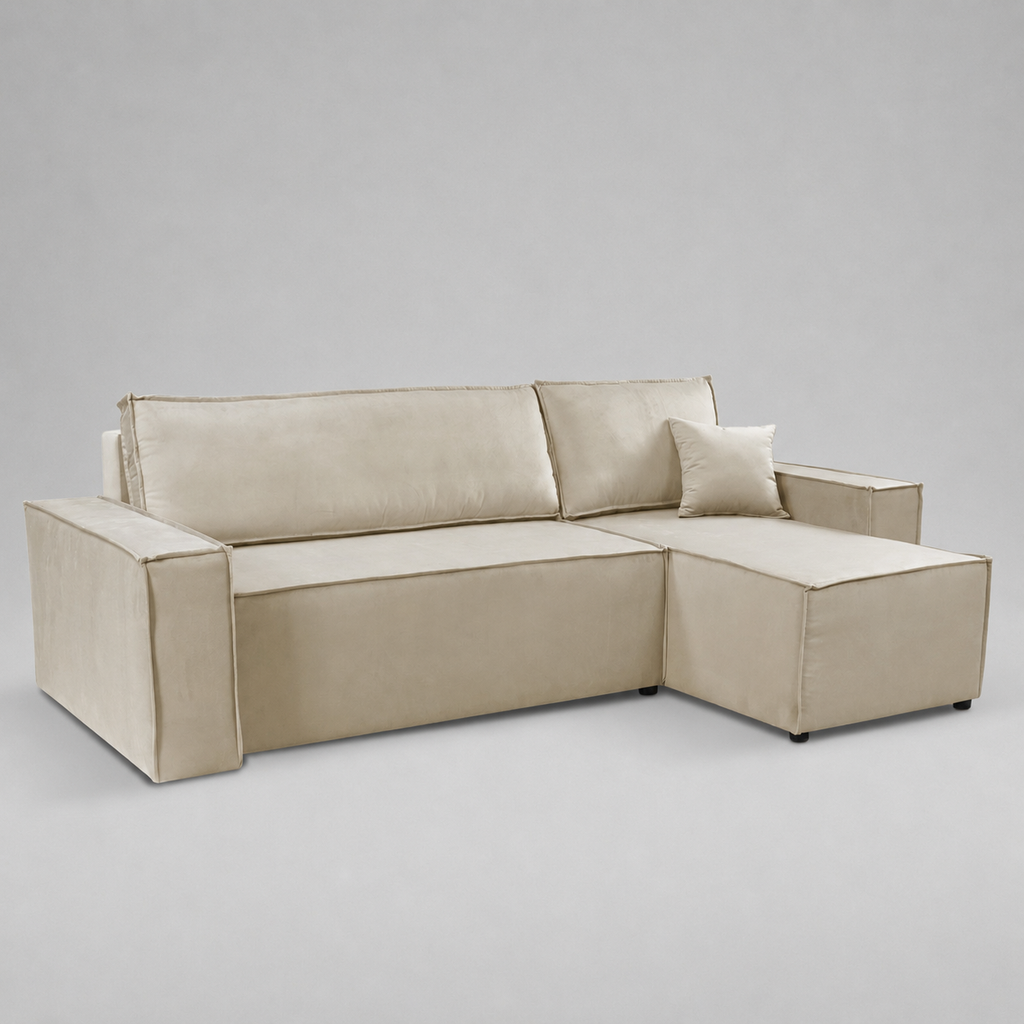 Pati Universal Sofabed, Corner, Plush Fabric, Mink
