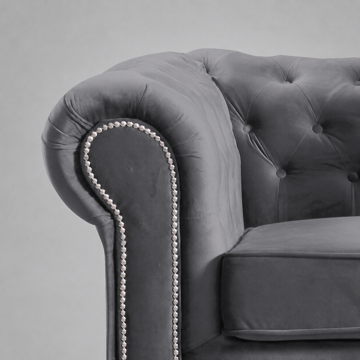 Roma Chesterfield, Grey, 1 seater