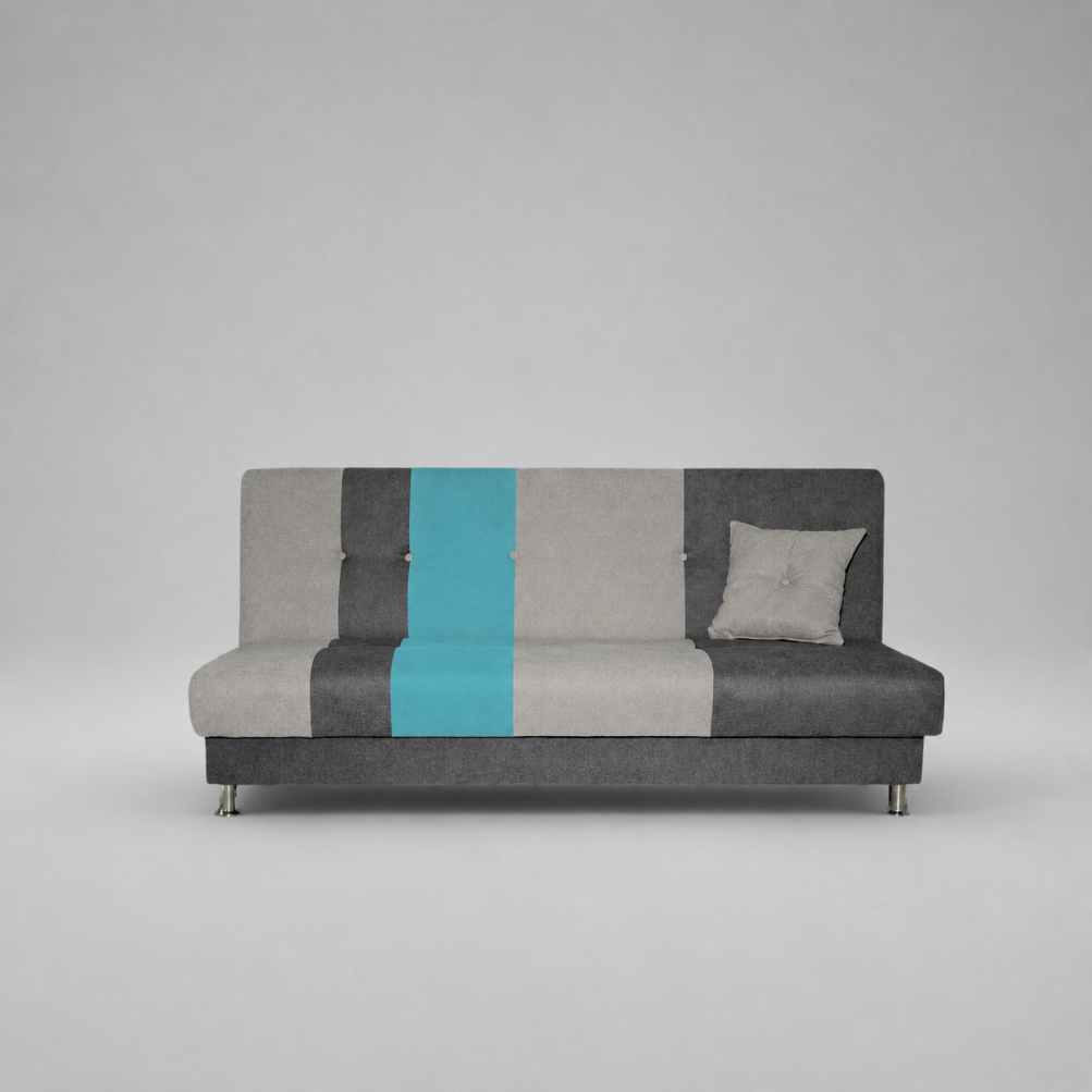 Avesta Click Clack Sofabed, 3 Seater, Grey + Blue