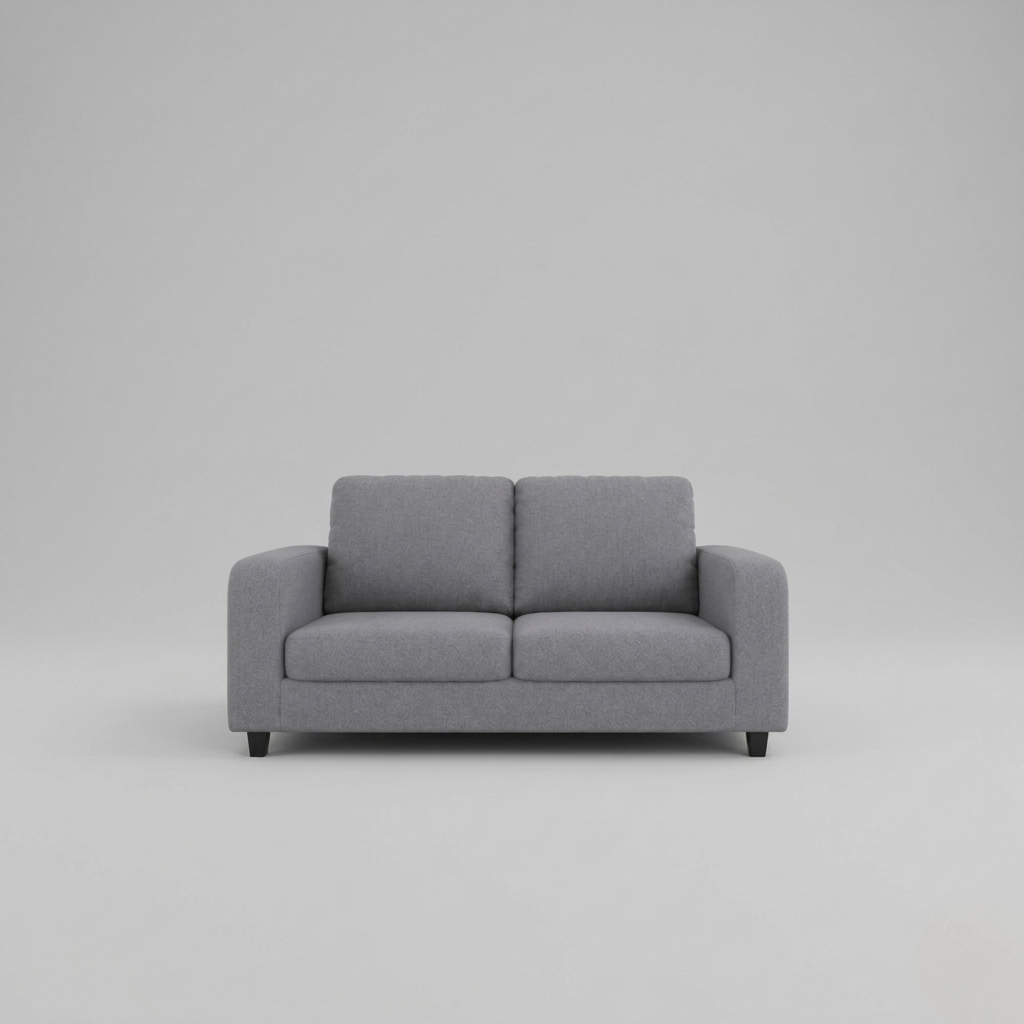 Box, Light Grey, Plush Fabric, 2 Seater Sofa