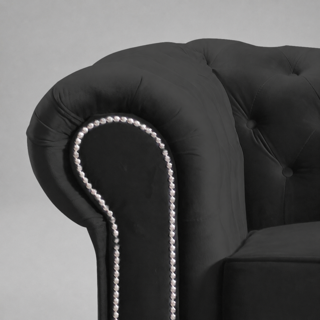 Roma Chesterfield, Black, 1 seater