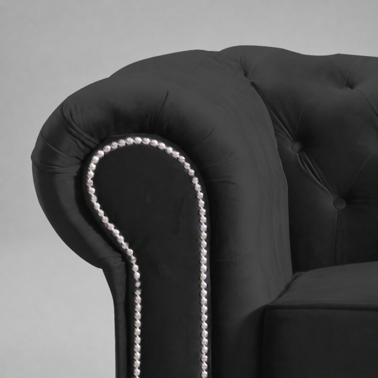 Roma Chesterfield, Black, 1 seater