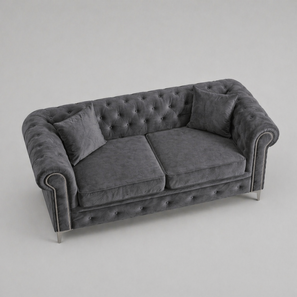 Roma Chesterfield, Dark Grey, 2 seater
