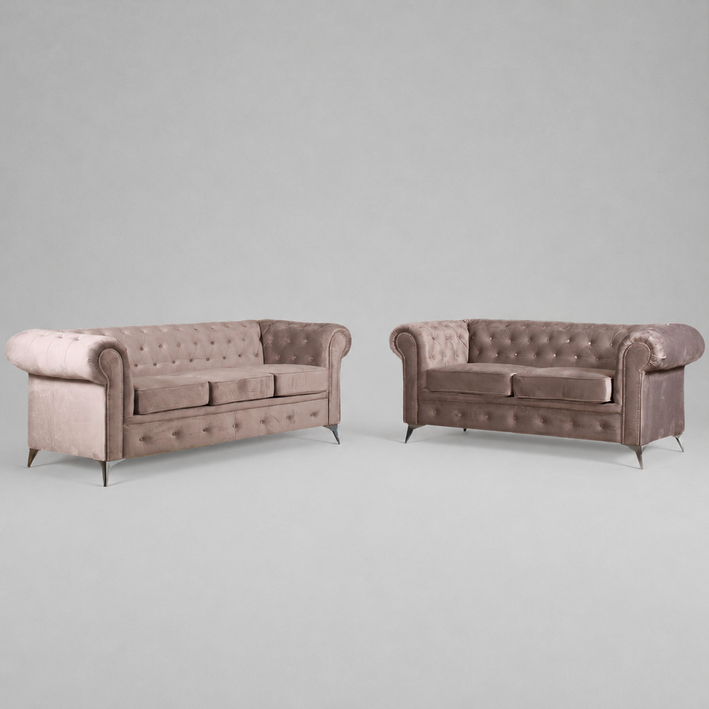 Roma Chesterfield, 3 + 2 Seater Combo, Beige