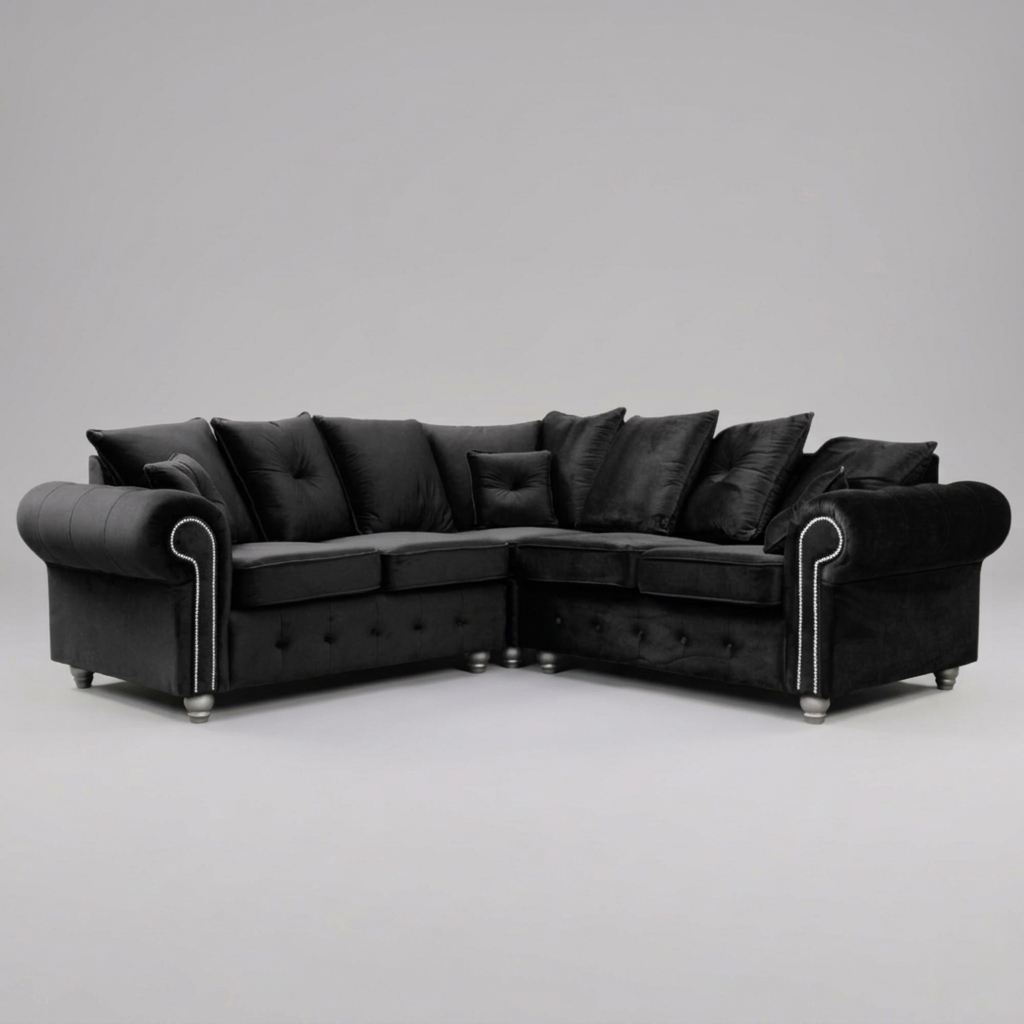 Olimpia Black 5 Seater corner sofa