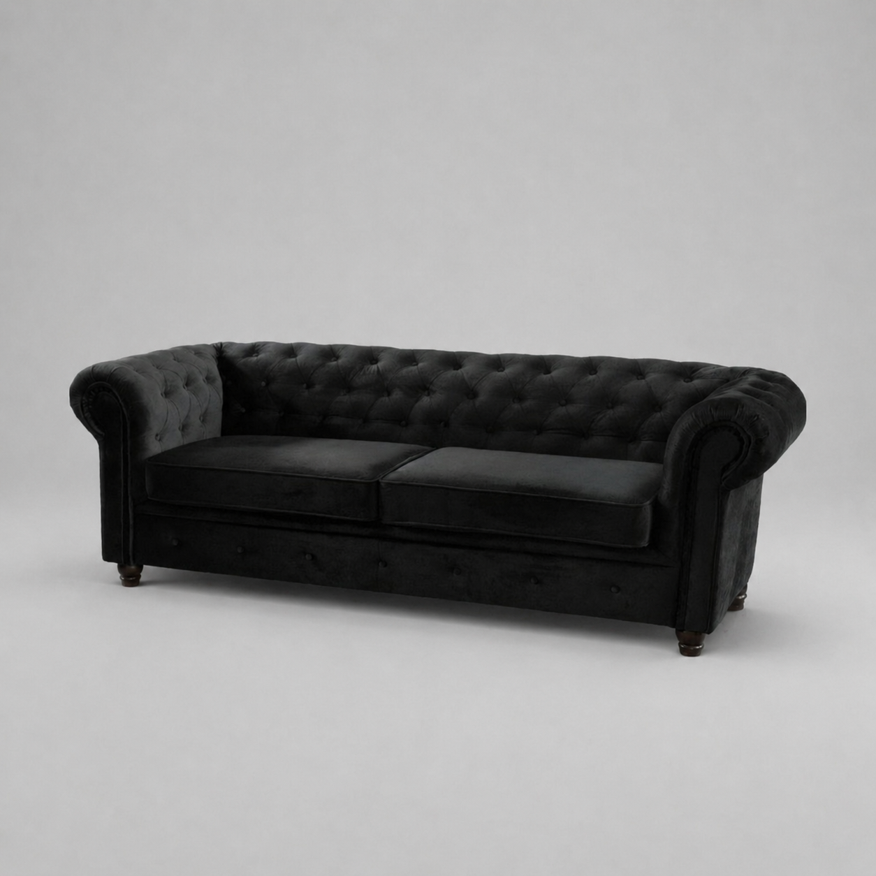 Infinity Plush Fabric, 3 Seater, Black